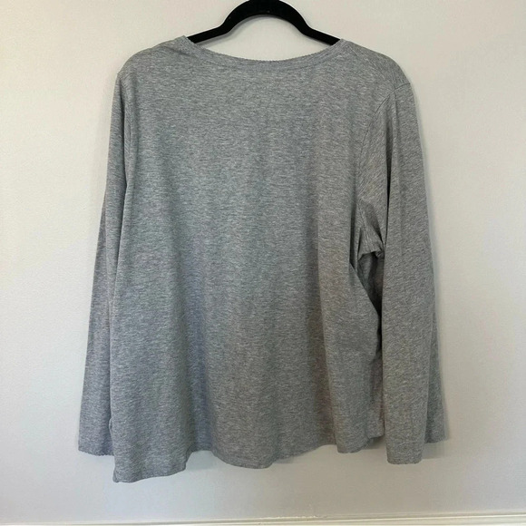 Cuddl Duds Women's Light Gray Long Sleeve Scoop Button Up Neck Top Size XXL GUC - Picture 7 of 7
